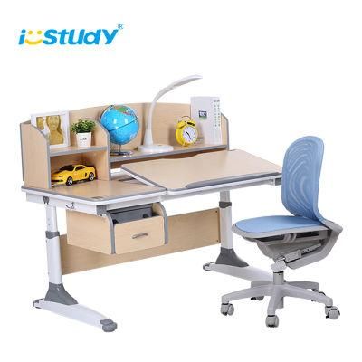 Adjustable Height Wooden Children Desk and Chair for Writing