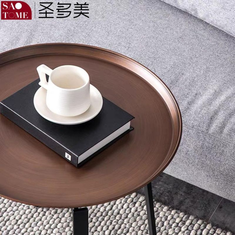 Simple Style Metal Frame Round Center Coffee Table