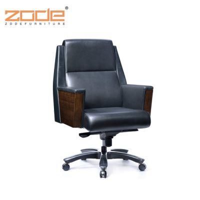 Zode Manufacturer Luxury Boss Modern Ergonomic Wooden Armrest Executive Leather Meeting Conference Computer Office Chair