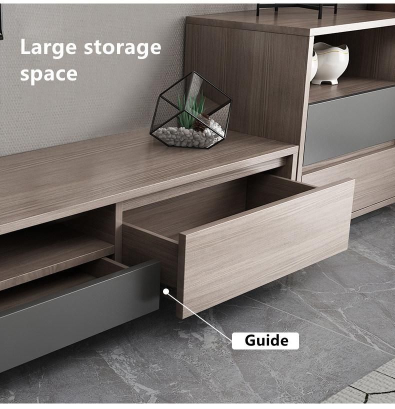 Modern Light Luxury Style Grey Color Living Room Home Furniture Storage Drawers TV Stand with Coffee Table