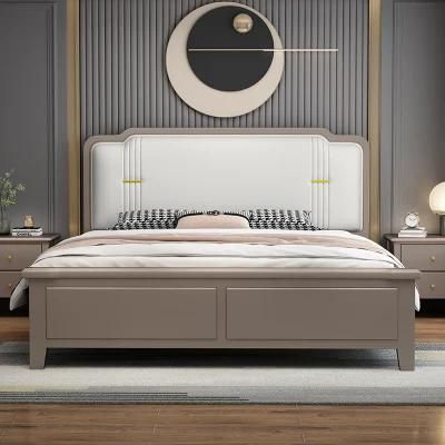 Modern Minimalist Solid Wood Bed 1.8m Double Master Bed American 1.35*1.9m Single Storage Soft Bed
