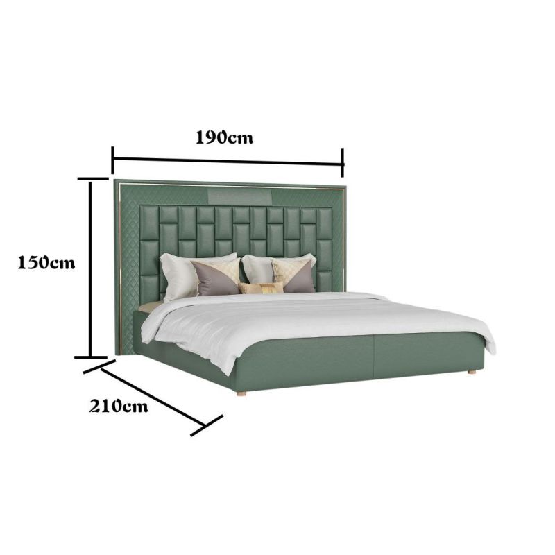 Latest Modern Design Home Hotel Furniture Bedroom Set High Headboard Leather Bed