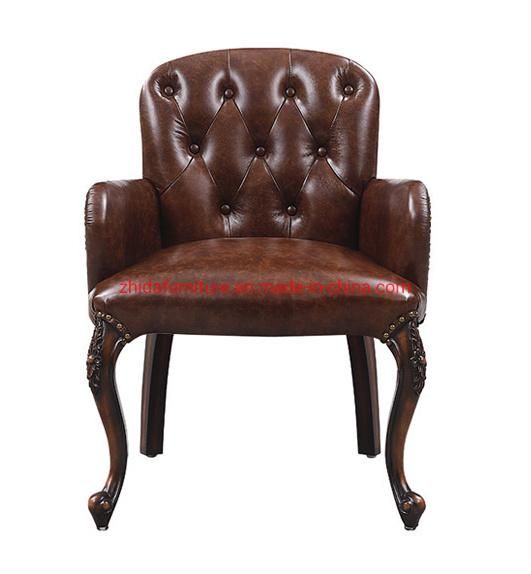 Genuine Leather Living Room Book Wooden Chair for Living Room Furniture