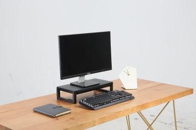 Wholesale Custom Height Adjustable Tool Black Monitor Stand Riser Computer Screen Laptop Rack Riser Shelf Platform Office Desk Furniture