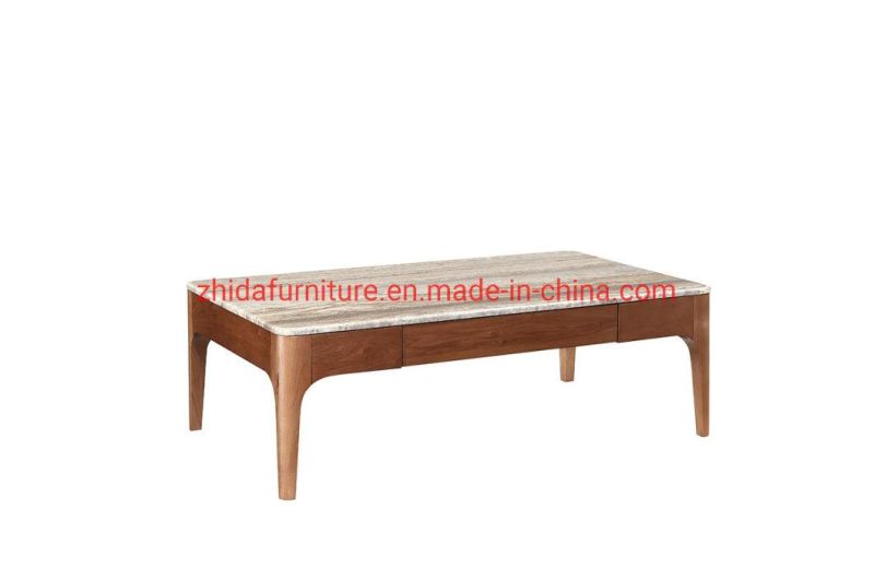 Modern Rectangle Natural Grey Marble Top Coffee Table