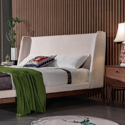 Ash Wood Frame Fabric Soft Headboard Bed