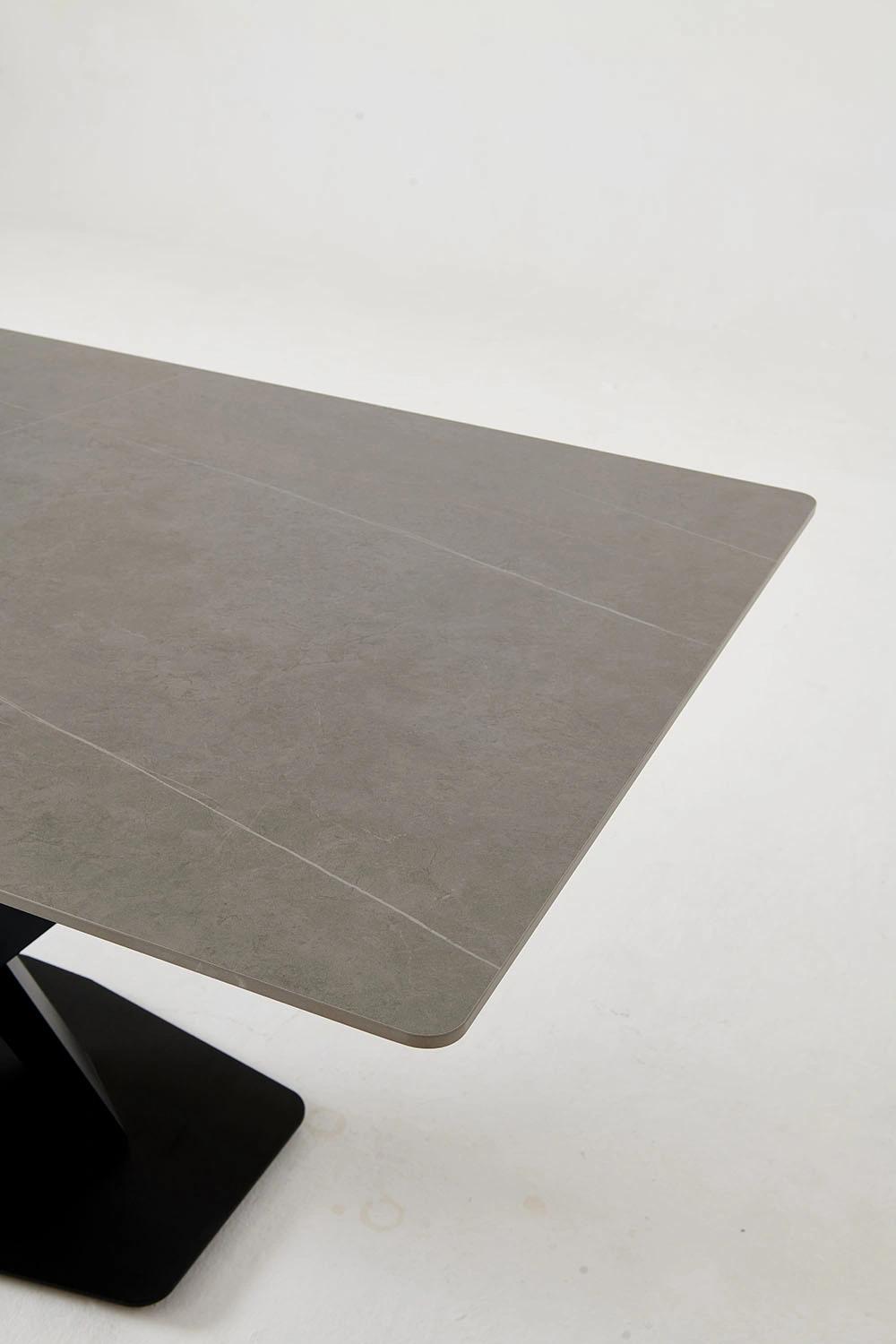 Titanium Legs Hotel Restaurant White marble Rock Beam Dining Table