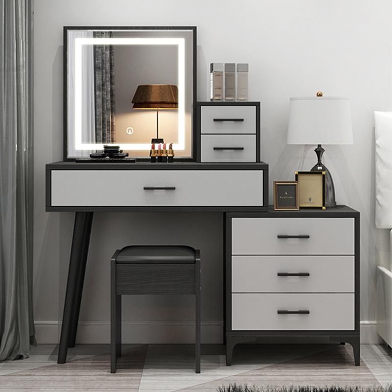 Bedroom Dressing Table with Light Gray Simple Modern Storage Cabinet One Light Luxury Net Red Ins Wind Vibrato Dressing Table 0019