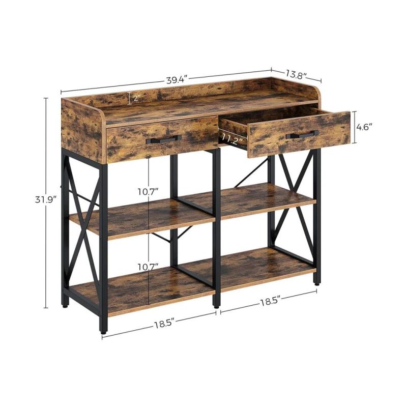 Console Table with Drawers and Shelves