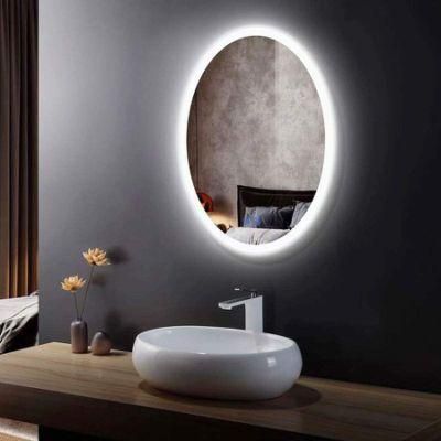 Hotel Bathroom Oval Shape LED Backlit Mirror with Touch Sensor