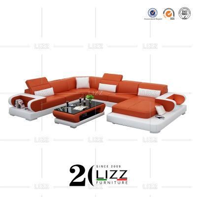 Contemporary Functional Home Hotel Furniture Luxury Living Room Leather U Shape Sofa