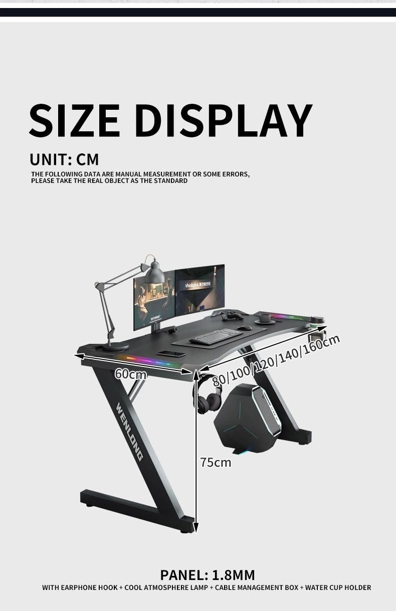 Wholesale Combination Set Desktop Z-Shaped Office PC Laptop Computer RGB Gaming Table