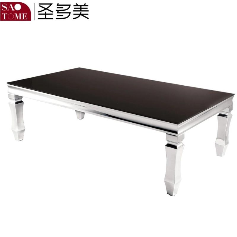Two Layer Metal Frame Tempered Glass Coffee Table