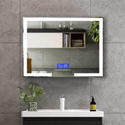 Modern Bathroom Smart LED Mirror with Time Display and Bluetooth