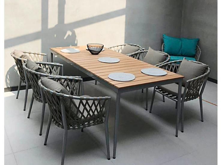 Woven Synthetic Rope Outdoor Dining Chairs for Garden Use