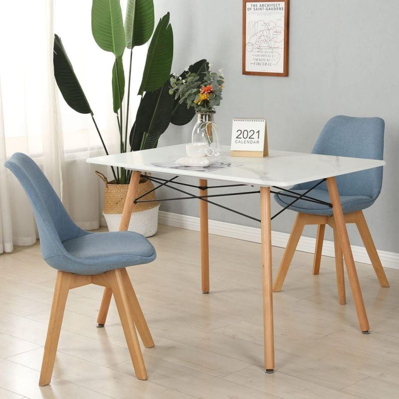 Wholesale Modern Design Nordic Cheap High Quality Wood Legs Blue Plastic Dining Chair and Table Set for Kitchen