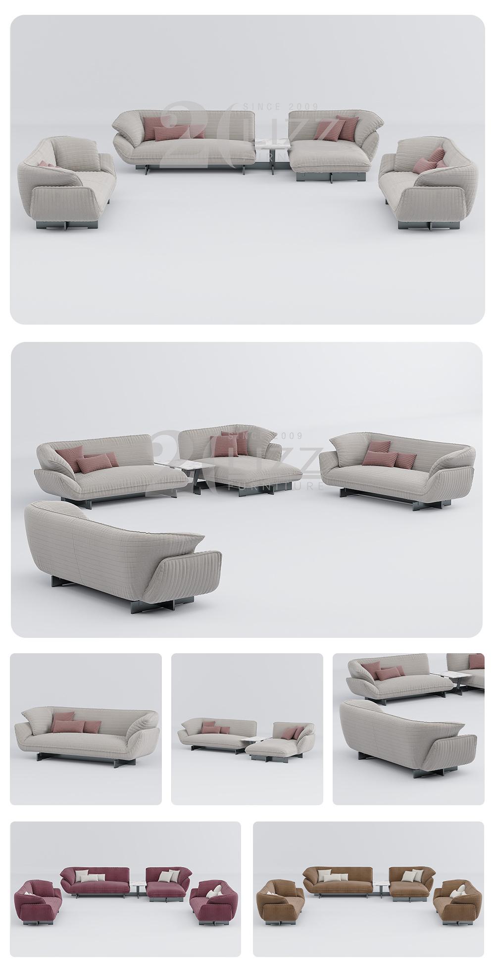 Modern Minimalist Style Wood Living Room Furniture Set Leisure Fabric Sofa with Middle Coffee Table