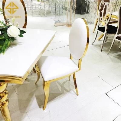 French Design High Quality Event Gold Stainless Steel Banquet Dining Chair