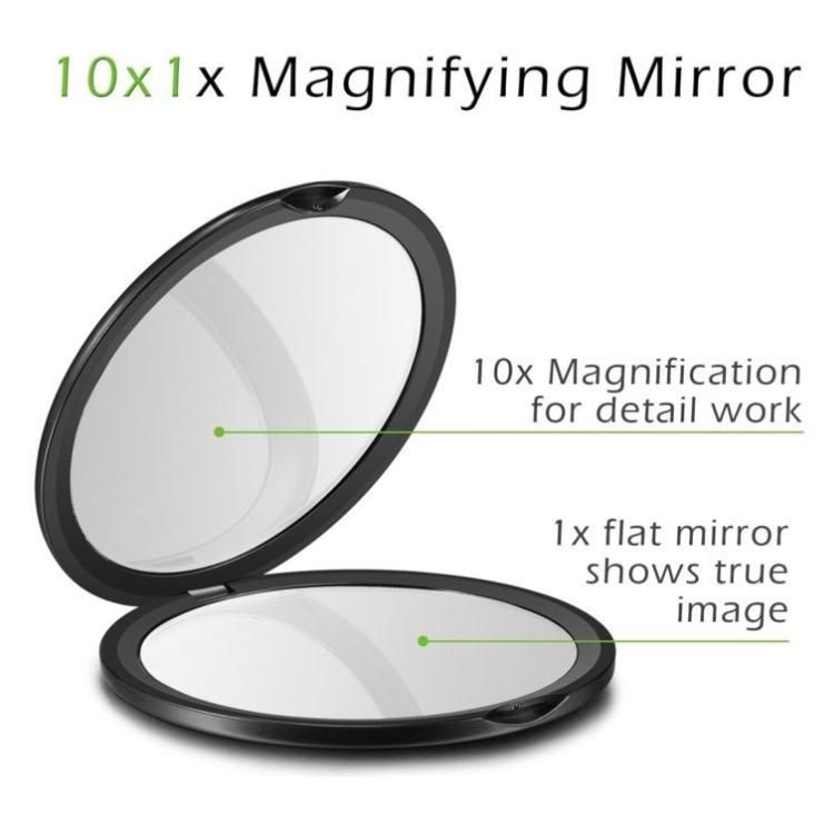 Double Sides Round Compact Pocket Mirror up to 10X Mirror on Top