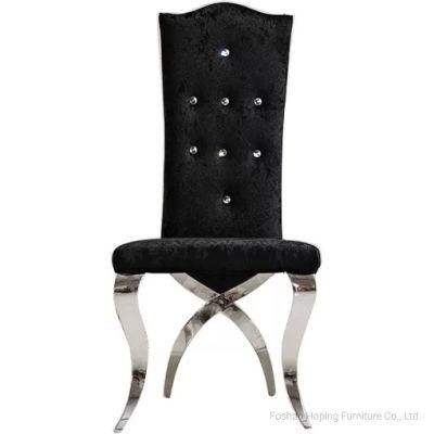 High Cross X Back Hotel Banquet Event Party Fabric Restaurant Black Velvet Dining Chairs
