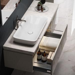 Modern Bathroom Vanity Cabinet Solid Surface Vanity Top Simple Design PVC MDF Hotel Bathroom Vanity, Bathroom Furniture