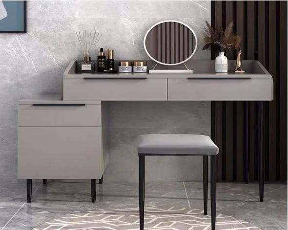 Modern Vanity Wooden Table Set Mirrored Modern 3 Drawers Bedroom Furniture Makeup Dresser Chest