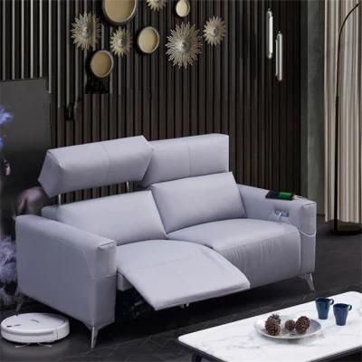 Multi Functional Blue Smart Couch Leather Technology Modern Leisure Living Room Sofa