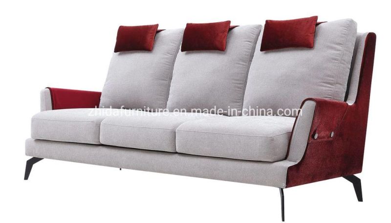 Modern Home Furniture Stainless Leg 3 Seater Velvet Fabric Full Set Sofa