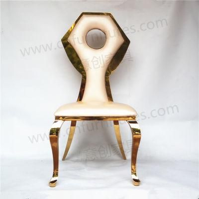 Gold Stainless Steel Frame Dining Banquet Chair for Wedding Event