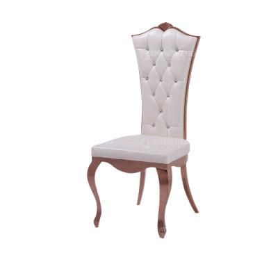 Modern White Leather Rustic Wedding Ining Hotel Chair with Gold Legs