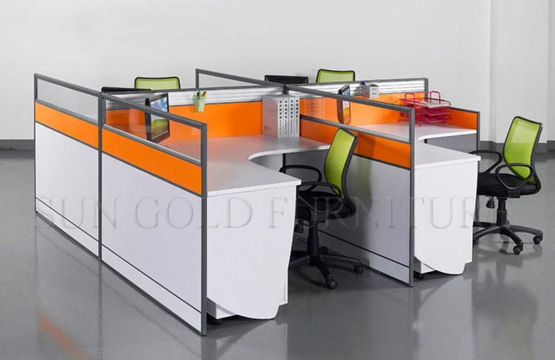Green Open 6 Person Straight Office Workstation Table with Metal Leg