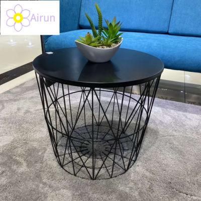 Industrial Wooden Top Metal Iron Base Coffee Table Mett Black Finish Use in Living Room