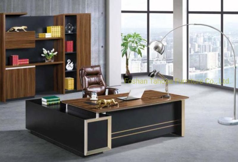 Dark Walnut Chipboard Modern Melamine Executive Office Table