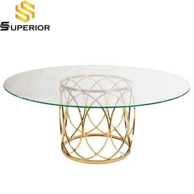 Transparent Glass Top Dining Chairs Tables with Golden Stainless Steel