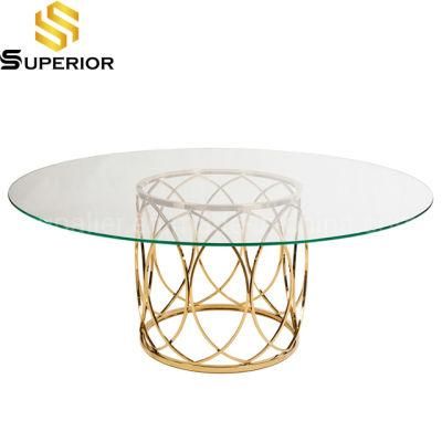 Transparent Glass Top Dining Chairs Tables with Golden Stainless Steel