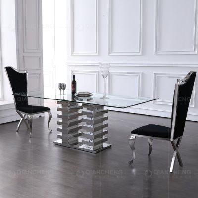 Luxury Stainless Steel Funriture Modern Folding Restaurant Galss Dining Tables