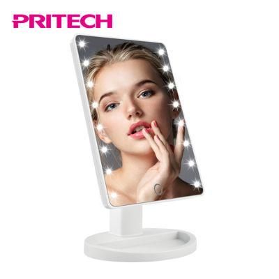 Pritech Portable Table Private Label LED Cosmetic Mirror Vanity Lighted LED Makeup Mirror