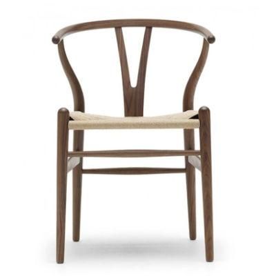 Wood Wishbone Dining Chair with Fabric Woven Rush Seat
