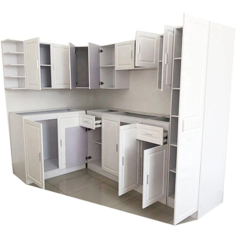 Home Decoration L Style White Shaker Kitchen Cabinets