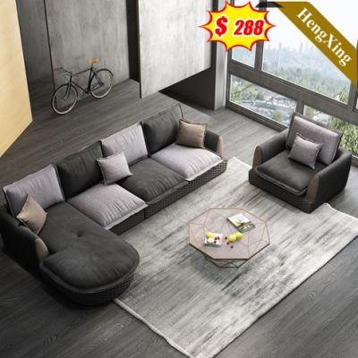 Modern Home Living Room Sofas Office Gray Color Fabric L Shape Sofa with a Single Seat Sofa Set