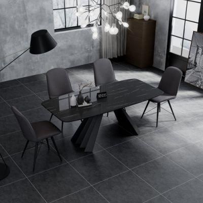 Modern Rectangle Marble Dining Room Set High Quality Fabric Cover Restaurant Chair
