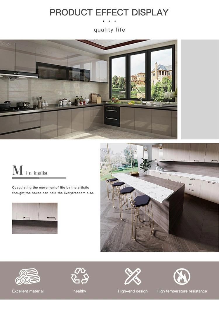 Modern Design Flat Panel Kitchen Cabinet Designs with Accessories Style