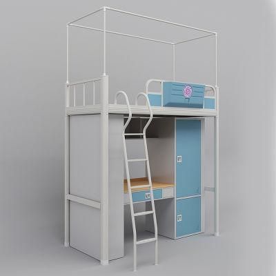 Metal Bed King Commercial Steel Bunk Bed with Desk and Locker