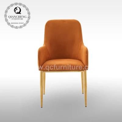 Modern Fabric Velvet Golden Metal Legs Dining Chairs