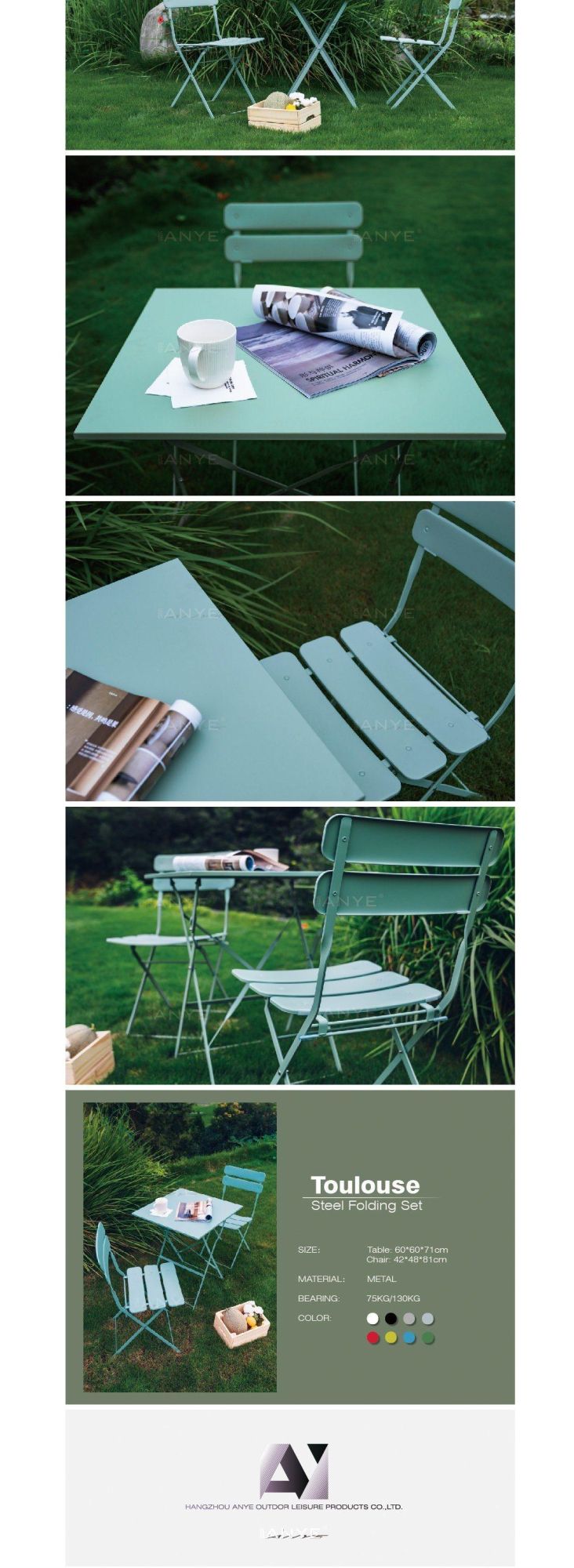 Modern Villa Patio Furniture Garden Outdoor Table and Chair Combination Metal Folding Resort Furniture