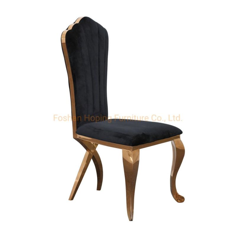 Luxury Classic Dining Room and Event Restaurant Furniture Cross Back Banquet Chair Factories Price Wholesale Polishing Stainless Steel White Wedding Chairs