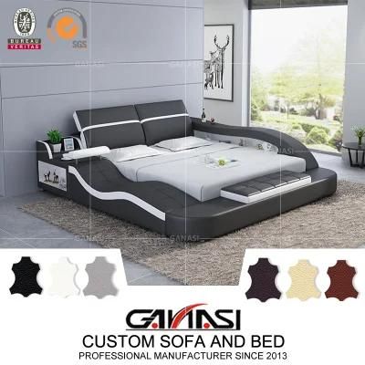 European Style Hot Sell Home Bedroom Moden Genuine Leather Bed Furniture