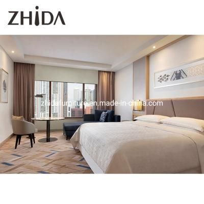 Zhida Economic Style Living Room Sofa Set 5 Star Standard Hotel Furniture Bedroom Furniture Set King Size Fabric Bed with Leisure Chair