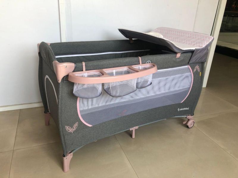 Modern Bedside Foldable Travel Playpen Game Cot Crib Yard Wheels Baby Play Mat Bed