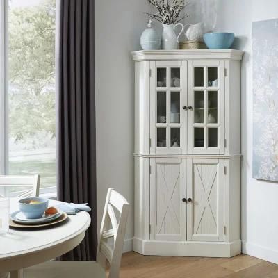 Modern Antique Furniture White Painting 72&quot; Kitchen Pantry Storage Cabinet Living Room Furniture